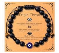 Evil Eye Initial T Bracelet for Men Teen Boys Triple Protection Beaded Bracelet as Fathers Day Birthday Christmas Back to School Graduation Anniversary Holiday Gifts for Son Dad Brother Nephew Uncle