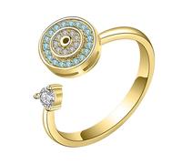 Evil Eye Jewelry Adjustable Open Rings, Fashion Fidget Jewelry