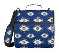 Evil Eye Magic Blue 1.5-Inch 3-Ringing Zippered Binder Bag with Handle Multiple Pockets Document Organizer Bag for School