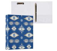 Evil Eye Magic Blue 1 and A Half Inch Binder Round Rings with Pockets 1/2 Pack Office Binder Supplies 200 Sheets