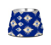 Evil Eye Magic Blue Bowls for Dogs Elevated Stainless Steel Pets Basic Bowls for Medium Dogs Whisker Friendly