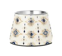 Evil Eye Magic Blue Bowls for Pets Non Skid Stainless Steel Water Food Bowl for Small Dogs Slow Down Eating
