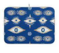 Evil Eye Magic Blue Dish Drying Mat Absorbent Kitchen Dish Drying Mat Microfiber Dish Drying Mats Accessories Countertop Medium 40cm x 45cm