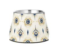 Evil Eye Magic Blue Raised Pets Water Bowl Non Slip Stainless Steel Cat Food Dishes for Small Pet Comfort Feeding