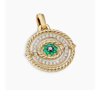 Evil Eye Mobile Amulet in 18ct Yellow Gold with Pavé Emeralds and Diamonds, 20.5mm