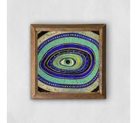 Evil Eye Nazar Wall Art Wooden Framed Floral Art For Living Room/Bedroom Botanical Wall Decor Stone Print Housewarming Gift Natural Stone