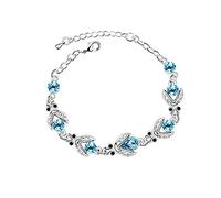 Evil Eye Necklace Crystal Coloured Gemstone Jewellery Bracelet Women Girls Anklet Shell (Sky Blue, One Size)