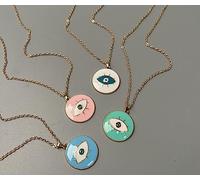 Evil Eye Pendant, Round, Eye, Pink