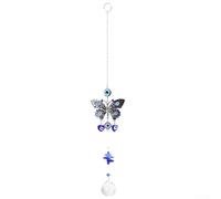 Evil Eye Pendant with Turkish Blue Eye and Hamsa Ornament Designed for Multiple Decoration Uses Including Garden Wind Chimes and Baby Rooms (Butterfly A)