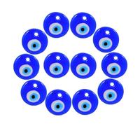 Evil Eye Pendants Decorative Beads Glass Blue with Vivid Design 12pcs for DIY Use for Halloween Jewelry Making and Craft Projects