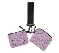 Evil Eye Pink Women's Card Cases Change Holder Compact Size Key Chain Wallet Change Purse with Zipper Coin Pocket for Women 2 Packs