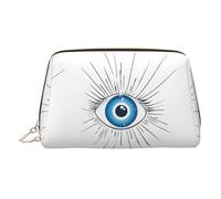Evil Eye Print Leather Cosmetic Bag, Zip Pull Toiletry, Beauty Organiser, Small, Beauty Accessory, Cruelty Friendly, Gift for Her,17 X 7.5 X 11cm