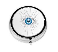 Evil Eye Print Personalised Portable Pillbox with,Mini Pillbox Compact and Convenient Pill Organiser for Storing and Organising Pills
