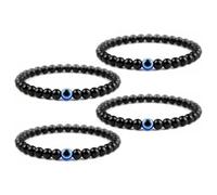 Evil Eye Protection Bracelet - Natural Stone Beaded Stretch Bracelet with Blue Evil Eye Charm for Good Luck & Negative Energy Shielding - Unisex Jewelry Gift for Men Women (Multiple Colors Available)