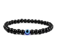 Evil Eye Protection Bracelet - Natural Stone Beaded Stretch Bracelet with Blue Evil Eye Charm for Good Luck & Negative Energy Shielding - Unisex Jewelry Gift for Men Women (Multiple Colors Available)