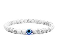 Evil Eye Protection Bracelet - Natural Stone Beaded Stretch Bracelet with Blue Evil Eye Charm for Good Luck & Negative Energy Shielding - Unisex Jewelry Gift for Men Women (Multiple Colors Available)