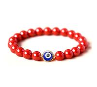 Evil Eye Protection Bracelet, Red Cinnabar Beaded Bracelet Talisman Amulet, Black Obsidian Bracelets for Men Women, Feng Shui Good Luck Charm, Energy Shield, Kabbalah Natural Stone of Fate, Mal de Ojo