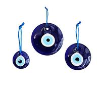 Evil Eye Protection Charm with Elegant Rope Hanger, Glass Wall Hanging Home Decor for Good Luck and Blessings, Handmade Turkish Ornament (Triple Value Pack - 4cm, 7cm, 8.5cm)
