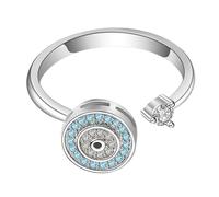 Evil Eye Ring - 0.35 Inch Adjustable Finger Band | Copper Rhinestone Ring Jewelry Accessories Rotating Protection for Women Girls Wear Fashion Gift, Se référer à la description, Copper, No
