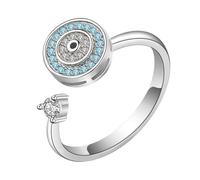 Evil Eye Ring - 0.9cm Adjustable Rotating Opening | 0.1 Pound Plated Copper Rhinestone Spinner Jewelry, This Stress Relief Provides Calming Concentration For Girls, riferimento alla descrizione