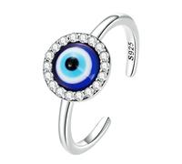 Evil Eye Ring VICASKY Turkish Evil for Women - Adjustable Open Band with Sparkling Blue Zircon Design - Statement Stacking for Teens and Unique Jewelry