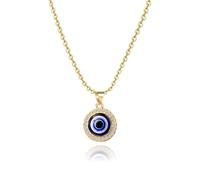 Evil Eye Round Necklaces Silver Gold Religious Choker Christmas Birthday Jewellery Gift for Women Daughter Granddaughter Friendship Sister