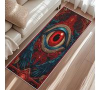 Evil Eye Runner Rug, Surrealism Angel Wings Kitchen Rug 65x240cm, Non-Slip Washable Low Pile Carpet For Bedroom Entrance Laundry Room Hallway