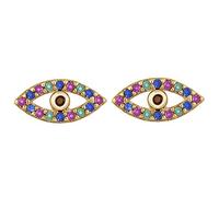 Evil Eye Stud Earring for Women, Hypoallergenic Silver and Rose Gold Stud Earrings with Cubic Zircon Crystal Jewelry Gift for Mom, Friends