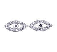 Evil Eye Stud Earring for Women, Hypoallergenic Silver and Rose Gold Stud Earrings with Cubic Zircon Crystal Jewelry Gift for Mom, Friends