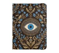Evil Eye Surrounded by Blue Flowers Leather Passport Holder for Travel Secure Hidden Passport Book Holders for Women Trip Accessories