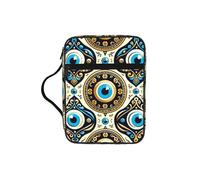 Evil-Eye-Talismans Bible Cover Case with Handle, Water-Resistant Oxford Fabric Bible Bag Organizer with Zipper Pockets for Church