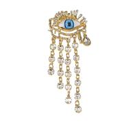 Evil Eye Tassel Lapel Brooch Pin Gold Plated Crystal Lucky Blue Eye Rhinestone Water Drop Brooch Pin for Women Girls Dainty Jewelry Gift Dress Suit Hat Backpack Clothing Accessories, Metal, Cubic