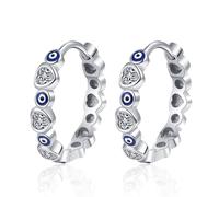Evil Eye Trendy Small Hoop Earrings for Women Cubic Zirconia Huggie Cuff Hoops Minimalist White Gold Plating Little Hoop Earrings Hypoallergenic Lightweight Hoops Christmas Valentines Gifts, One size