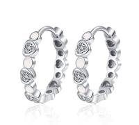 Evil Eye Trendy Small Hoop Earrings for Women Cubic Zirconia Huggie Cuff Hoops Minimalist White Gold Plating Little Hoop Earrings Hypoallergenic Lightweight Hoops Christmas Valentines Gifts, One size