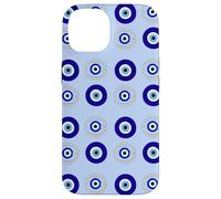 Evil Eye Turkish Arabesque Eyeball Pattern Pastel Blue Case for iPhone 14