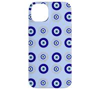 Evil Eye Turkish Arabesque Eyeball Pattern Pastel Blue Case for iPhone 14 Plus