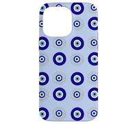 Evil Eye Turkish Arabesque Eyeball Pattern Pastel Blue Case for iPhone 14 Pro Max