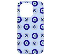 Evil Eye Turkish Arabesque Eyeball Pattern Pastel Blue Case for iPhone 15 Pro