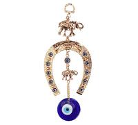 Evil Eye Wall Decor, Bring Luck Home Protective Eye Pendant with Golden Elephant Horseshoe Evil Eye Door Hanging for Door Office