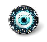 Evil eyes A Beautiful White Rabbit Lapel Pin Round Brooch for Men & Women Alloy Suit Accessories, 1" Lightweight Tie Pin