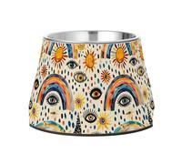 Evil Eyes Ball Moon Sun on Rainbows Pets Water&Food Bowls Elevated Stainless Steel Cat Feeding Bowls for Slow Feed Cats Whisker Fatigue