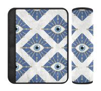 Evil Eyes Blue Checkered 2 pcs carseat Strap Covers Release Stress to Your Neck and Shoulders for SUV Protector para cinturón de carro