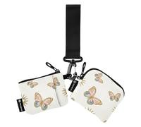 Evil Eyes Butterflies Women's Coin Purses Card Cases Slim Portable Coin Purse Change Holder with Zipper Pocket for Work Travel 2 Pcs, Evil Eyes Butterflies, One Size