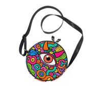 Evil Eyes Doodle Colorful Round Cross Body Bag for Ladies Comfort with Adjustable Strap Messenger Bag Crossbody Take a walk Canvas Messenger Purse