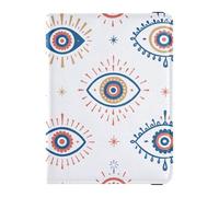 Evil Eyes Family Travel Leather Passport Holder Large Capacity Money Holder for Men Trip Document