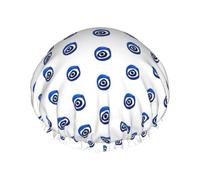 Evil Eyes Luxury Reusable Shower Cap For Women, Double Layer Protective Elastic For Ladies Salon Spa