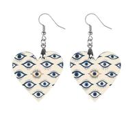 Evil Eyes Pattern Artistic Wooden Earrings Pendant Vintage Earring Hooks Trendy Vacation Dangle Boho Eardrop Star