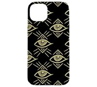 Evil Eyes Pattern Black All Seeing Third Chakra Eye Talisman Case for iPhone 15 Plus