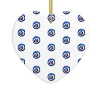 Evil Eyes. Print Christmas Ornament Heart Shaped Ceramic Festive Xmas Home Party Keepsakes Decor