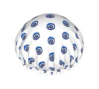 Evil eyes Print Double Layer Waterproof Shower Cap Women Men Reusable Bath Hair Caps Elastic Band